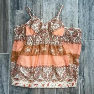 She's Cool Peach and Brown Paisley Dress